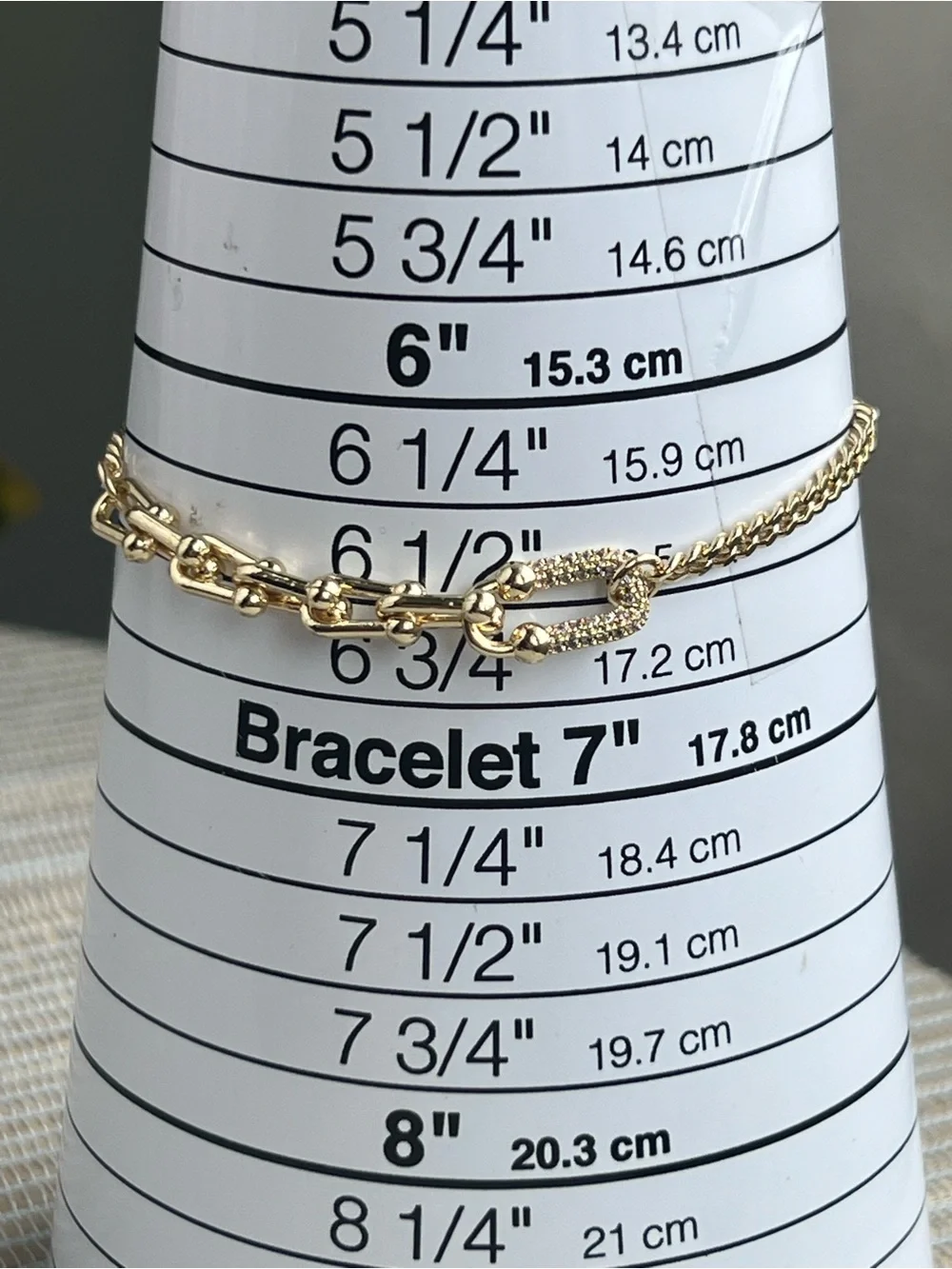 Gold horseshoe Link Bracelet with Pave horseshoe center Accent